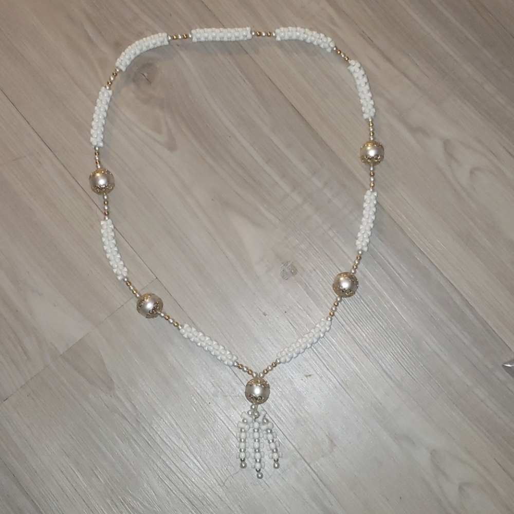 Vintage Beaded Tassel Necklace 16"‎ Drop - Picture 3 of 4